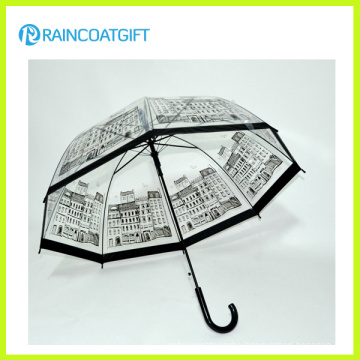 Custom Brand Logo Printed Straight Transparent PVC Umbrella